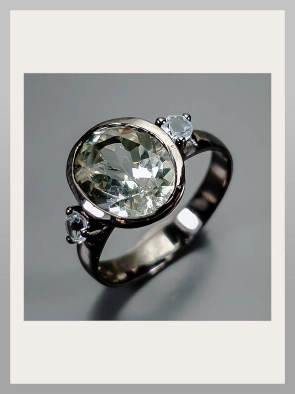 Ring Aquamarine Topaz Sterling Size 8